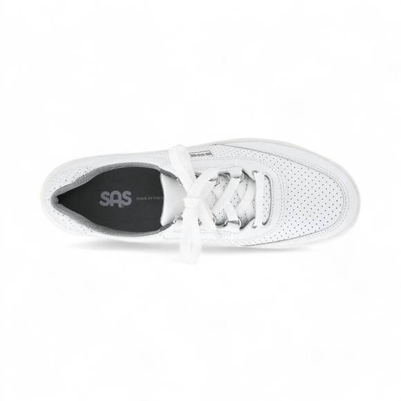 NEW SAS women's sporty lux lace up sneaker - double wide width in white perf - Picture 5 of 6